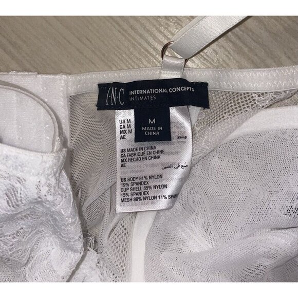 INC International Concepts Lace Bustier Bra Lingerie UW Womens M Medium Wht New - Picture 3 of 4